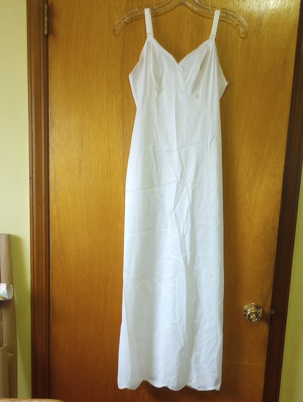 Komar Nylon & Lace Full-Length Maxi Formal Vintage Slip Sz 32, Adjustable Straps